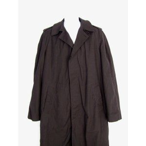 US Navy All Weather Black Trench Rain Coat With Liner Men's Size 38 XLong
